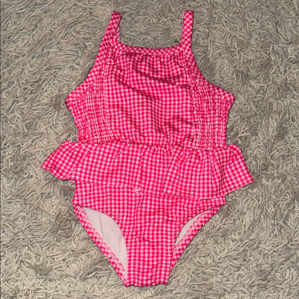 Penelope Mack Pink Checkered Kids One Piece